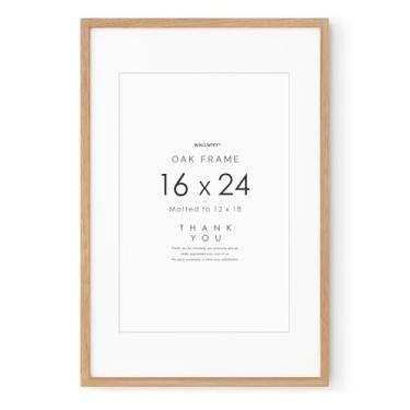 Imagem de wallwisy Moldura de madeira de 40 x 61 cm, moldura de pôster de carvalho maciço 40 x 61 com tapete para 30 x 45 (tamanho de abertura: 21,7 x 17,7), moldura de carvalho natural, 61 x 40 cm, conjunto