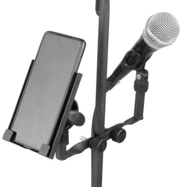 Imagem de Suporte Clamp Resistente Para Smartphone Celular E Microfone Em Pedest