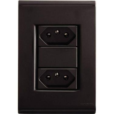 Imagem de Conjunto 4x2 Tramontina Liz Grafite 2 Tomadas 2p+t 20a~250v