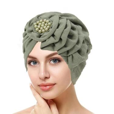 Imagem de Hijab Muçulmano Floral Em Cor Sólida Com Contas, Lenço De Cabeça Para 