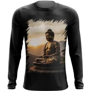 Imagem de Camiseta Manga Longa Estátua de Buda Iluminado Religião 20 - Kasubeck 