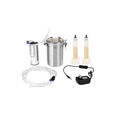 Imagem de Máquina de ordenhar elétrica, aço inoxidável 2L, dispositivo portátil de ordenhar de ovelhas com impulso, máquina de ordenhar bomba a vácuo, ordenhador de balde para leite doméstico de fazenda (ovelha/cabra) (cabra)
