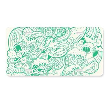 Imagem de DIYthinker Placa de licença Sea Wave Fish Shark Decoração de aço inoxidável para automóvel