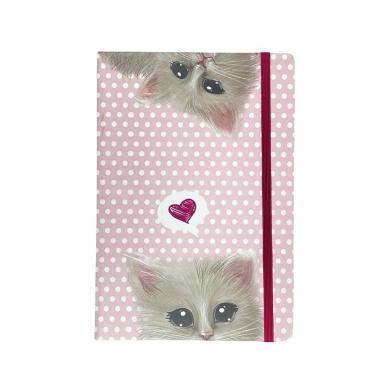 Imagem de Caderneta Agenda tipo Moleskine Pontilhada Scrapbook Guaxinin Gatinho Bujo Bullet Journal A5