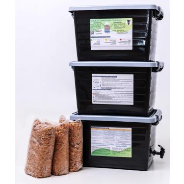 Imagem de Composteira doméstica 90L kit econômico - Reduza seu lixo orgânico e produza adubo orgânico
