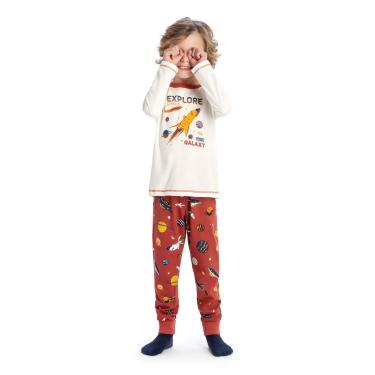 Imagem de Pijama com Camiseta em Meia Malha Penteada Vermelho Elian 1 Vermelho  menino