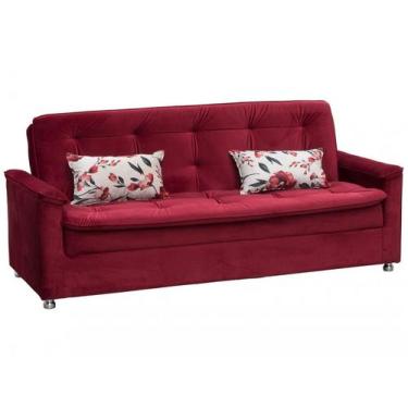Imagem de Sofá-cama Casal 3 Lugares Reclinável Veludo - Matrix Nanda, Vermelho, 