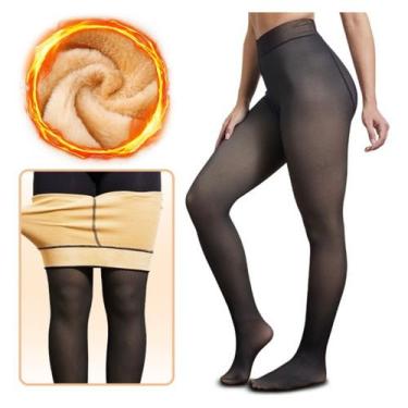 Imagem de Kit 2 Meias Calça De Lã Térmica Translúcida Forrada Pelinho Pelúcia - 