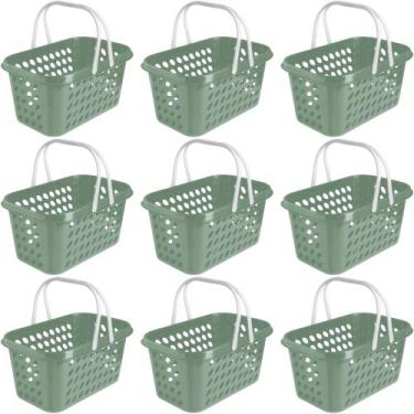 Imagem de Kit 9 Cesta Cestinha Plástica Supermercado Compras 3L c/ Alça Resisten