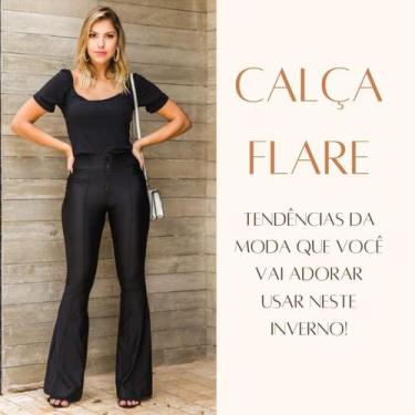 Imagem de Calça Flare Alice Cintura Alta com Ziper no Cós Tecido de Alta Qualida