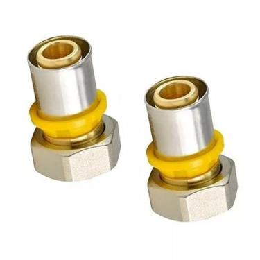 Imagem de Kit 2 Conexão Giratória Movel Gás Reta Fêmea 16mm Tubo Pex - Emmeti/As