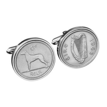 Imagem de Abotoaduras Rare Ireland 1928 de 6 pence – Moedas com menta de 1 ano na Irlanda – Presente irlandês exclusivo