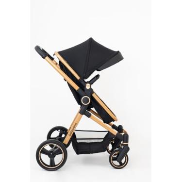 Imagem de Galzerano Carrinho de Bebê Ivy, Preto e Dourado, com Cesto Moisés