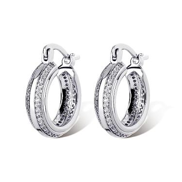 Imagem de OYOGAA Brincos de argola gelada de zircônia cúbica de ouro 14 quilates fofos pequenos redondos cartilagem de cartilagem hipoalergênica brincos para mulheres e homens, Prata esterlina, Zircônia cúbica