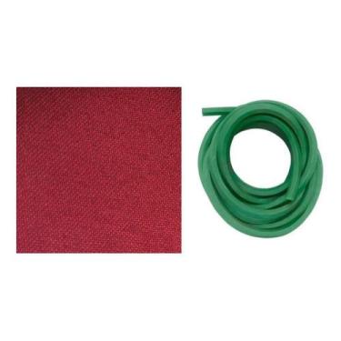 Imagem de Kit 3m Tecido Pano Vinho Bordô + 7m Borracha L Mesa Sinuca