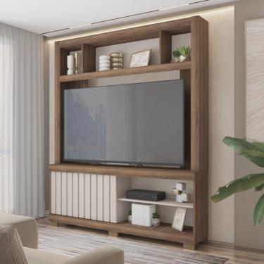 Imagem de Estante para TV até 55 Polegadas com Ripado Cinne Espresso Móveis