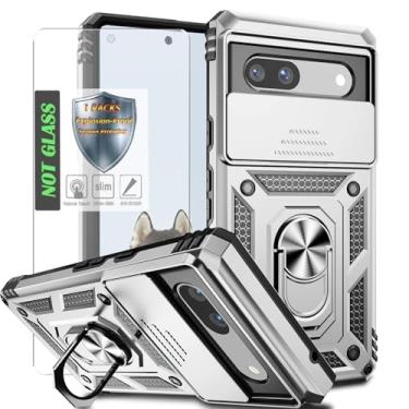 Imagem de AYMECL Capa para Google Pixel 7A com capa para lente da câmera, protetor de tela HD, proteção contra quedas de nível militar, suporte de anel magnético, capa protetora para celular para Google Pixel