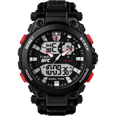 Imagem de Timex Relógio masculino Impacto 50 mm UFC – Caixa preta com mostrador preto, Preto