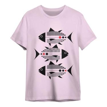 Imagem de Camiseta Unissex Peixe Amazonia Pintura Rupestre Indígena - Lobo Sete,