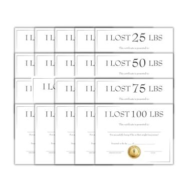 Imagem de I Lost X lbs Pounds Certificado de Prêmio de Perda de Peso Pacote com 20 imagens de 21,6 x 28 cm com Conclusão de Objetivo Personal Trainer Achievement Fill In Customize