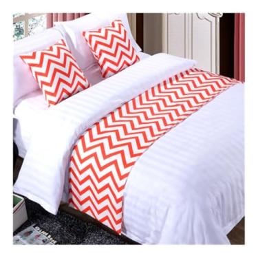 Imagem de Cama Runner Hotel Cama Cachecol Padrão Onda Faixa Decorativa Colchas Macias Proteção Estilo Pastoral Toalha de Cama Nórdica para Cama Twin Queen King Size Vermelha ||King 19,7 x 102,3