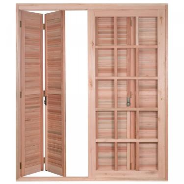 Imagem de Porta Janela Pantográfica e Caixilhos Para Vidros Quadriculados De Correr Natural