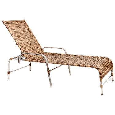 Imagem de Espreguiçadeira Esteira Catar de Alumínio Piscina Cappuccino