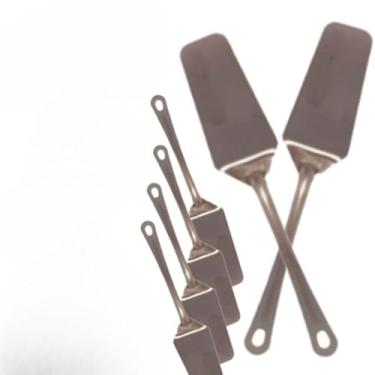 Imagem de Jogo 6 Espatula 100% Inox Premium Bolos Pudim Pizzas Alimentos Casa Cozinha Buffet Restaurante(KIT 6)