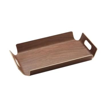 Imagem de YWJLQH Bandeja de madeira com alças vazadas, porta-copos, bandeja portátil para chá, bebidas, lanches, para quartos de hóspedes, cafés, apartamentos e, M