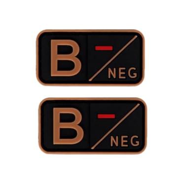 Imagem de Ruoming 2 peças externas 3D PVC borracha macia tipo sanguíneo médico, crachá de gancho de resgate, emblema de moral, acessório DIY (marrom B-)