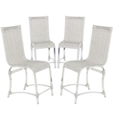 Imagem de 4 Cadeiras De Jantar Em Alumínio Polido Fibra Sintética