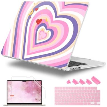 Imagem de Lepeoac Capa para MacBook Air 15 polegadas 2025 2024 2023 versão M4 A3241 M3 A3114 M2 A2941, capa rígida com protetor de tela e capa de teclado, compatível com Touch ID, Wildflower Heart