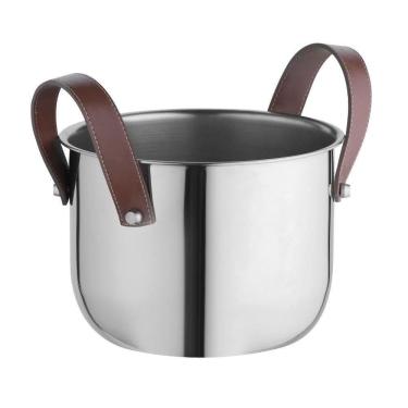 Imagem de Champanheira Inox 12 Litros Grande Firenze Com Alças Couro Balde De Gelo Gigante Garrafa Champagne