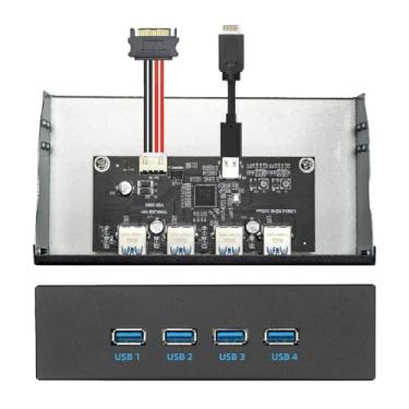 Imagem de Xiwai 10Gbps 4 portas HUB painel frontal USB 3.1 Tipo-A e tipo-C para placa-mãe tipo E cabo conector 10Gbps para bandeja de compartimento de CD-ROM de 5,2 polegadas