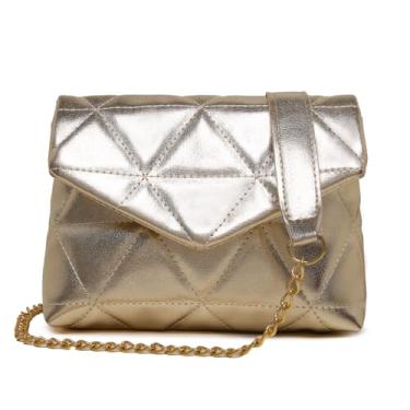Imagem de Bolsa Feminina Dourada De Ombro Lado Pequena Alça Corrente Moda Festa Balada