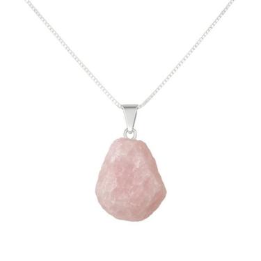 Imagem de Colar Natura Quartzo Rosa - Cristal Natural, Prata 925
