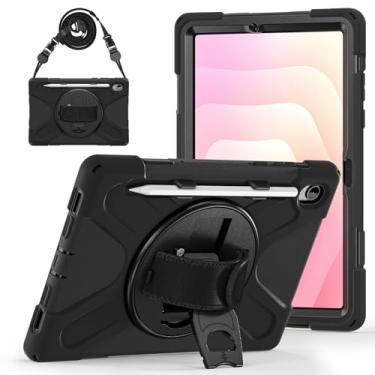 Imagem de XYX Capa para Samsung Galaxy Tab S11 de 11 polegadas (SM-X730/ X736/ X736B), capa resistente à prova de choque 3 em 1 com alça de mão e ombro, preta