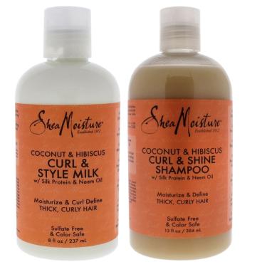 Imagem de Kit de shampoo Shea Moisture Coconut Hibiscus Curl Style Milk
