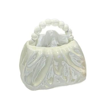 Imagem de Porta-lenços sacola caixa de lenços decoração de mesa para casa suporte de lenços de cerâmica suporte de caixa de lenços (branco)