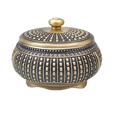 Imagem de Cinzeiro de ervas daninhas cinzeiro antigo com tampa decoração de arte criativa para a casa cinzeiro de metal cinzeiro decorativo cinzeiros para cigarros (A)