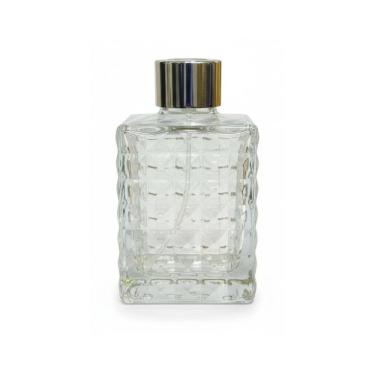 Imagem de Vidro Micro Garrafa Retangular Tampa Prata 70 Ml