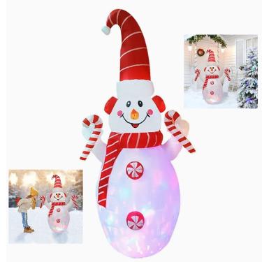 Imagem de Boneco de Neve Inflavel Natal Iluminado Natalino Grande Festa Decoraçao Casa Jardim Entrada Porta