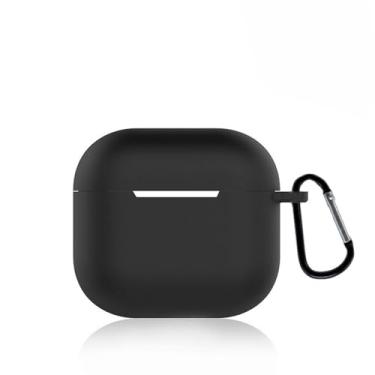 Imagem de Capa para Airpods 4 2024, capa protetora de silicone macio para Airpod 4ª geração para mulheres e homens, acessórios de capa para Airpod 4 com chaveiro, preta