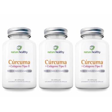 Imagem de COMBO c/ 3 - EXTRATO DE CÚRCUMA LONGA 130MG + COLÁGENO TIPO II 40MG c/ 30 NATURE HEALTHY