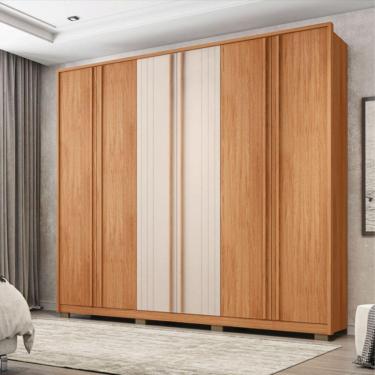 Imagem de Guarda Roupa/ Roupeiro Mozart Caemmun 6 Portas E 4 Gavetas Freijo/off White