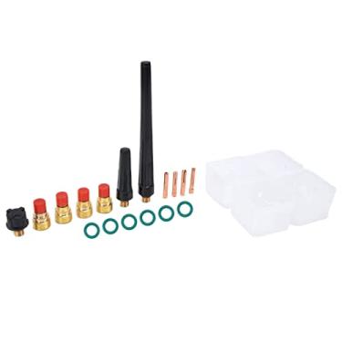 Imagem de aqxreight 21 Unidades Kit de Tocha de Soldagem TIG Pinças Copos de Vidro Tampas Traseiras Acessórios para WP? 9 20 25 Modelo 300A Caixa que e Altamente Possui Anéis Contém Copos de Kit de Tocha O