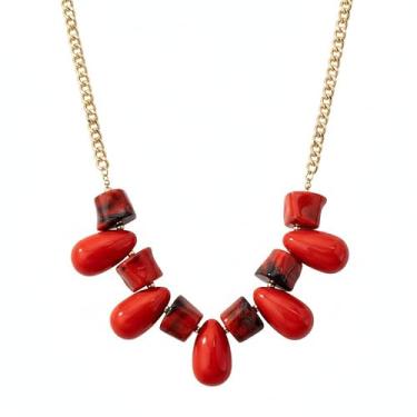 Imagem de NOVYRA Colar gargantilha feminina com contas grossas Boho ajustável de resina colorida irregular gota d'água colar gargantilha moderna para festas de fim de ano, acessórios de joias para mulheres