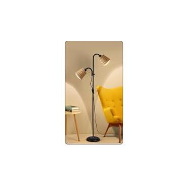 Imagem de Luminária de Chão com Base Estável – Abajur para Quarto com Tulipa de Corda, Iluminação Suave para Leitura, Design Moderno e Elegante, E27 Bivolt – Luminária de Chão para Manicure e Sala (PRETO)