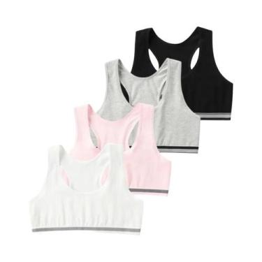 Imagem de Sutiãs De Treinamento De Algodão Para Meninas, Pacote Com 4, Sutiãs Es
