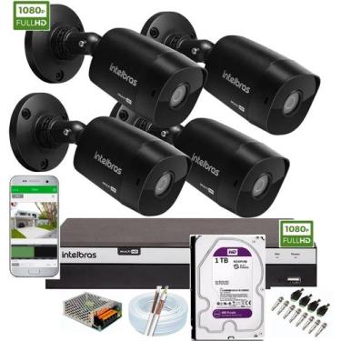 Imagem de Kit Intelbras 4 Cameras de Segurança 1220b Black Dvr 4 Full Hd C / 1tb